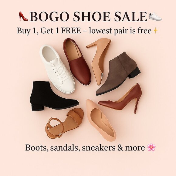 👠 BOGO SHOE SALE! 👟 Buy 1 Get 1 FREE | Boots, Sneakers, Sandals & More 🌸 - Picture 1 of 1